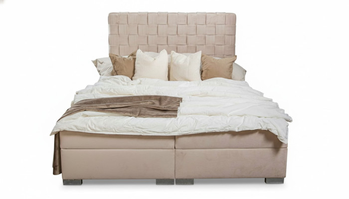 Bedden met beige bekleding, luxe design 180x200 tweepersoonsbed.