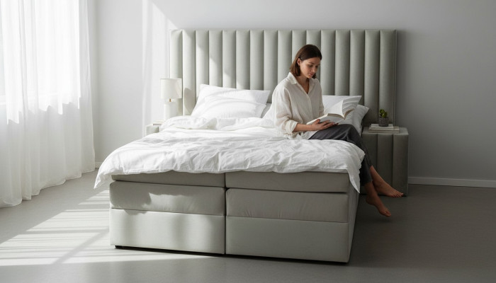 Slaapkamerset Bed Nachtkastje 3-dlg Ontwerp Modern Luxe Bedden Grijs