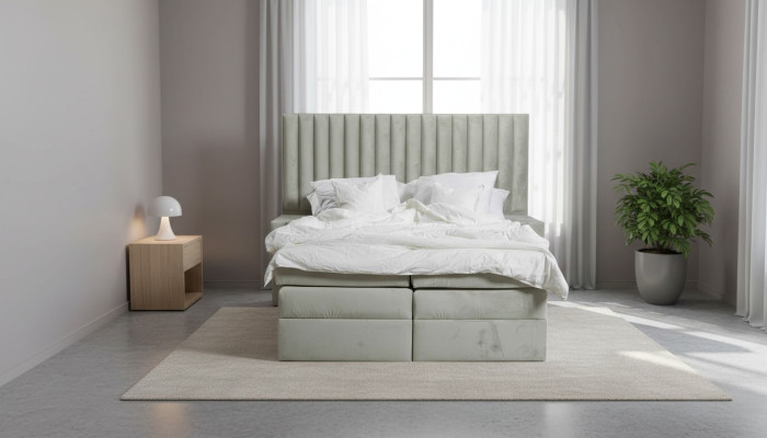 Slaapkamerset Bed Nachtkastje 3-dlg Ontwerp Modern Luxe Bedden Grijs