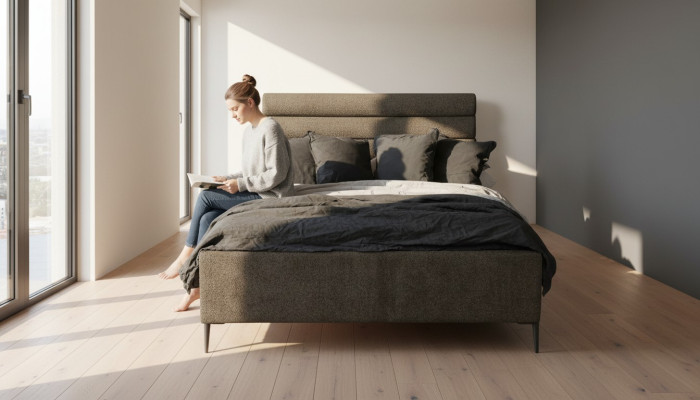 Textiel Bed Grijs Ontwerp Luxe Tweepersoons Slaapkamer Bedden Tweepersoonsbed