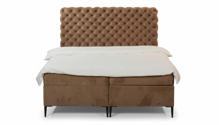 Textielbed bruin Luxe Dubbel Chesterfield Slaapkamer Ontwerpbedden