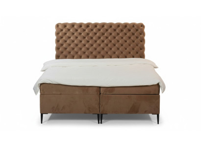 Textielbed bruin Luxe Dubbel Chesterfield Slaapkamer Ontwerpbedden