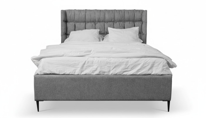 Grijs tweepersoonsbed Klassiek slaapkamermeubelontwerp Elegant stoffen bed