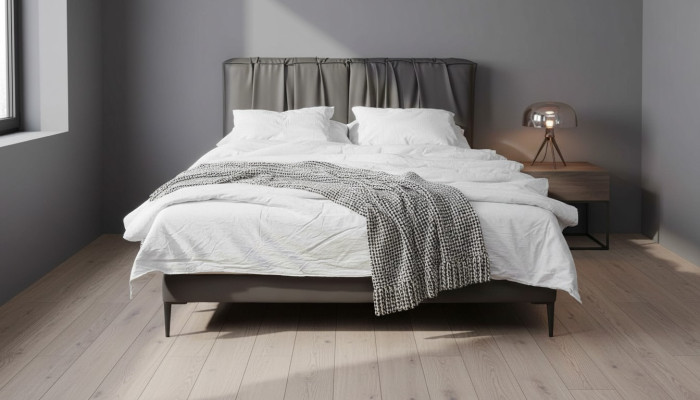 Grijs tweepersoonsbed gestoffeerde bedden bed met opbergruimte design elegant stof bed.