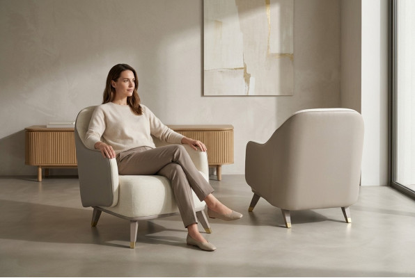 Fauteuil 1-zits gestoffeerde design luxe textielbank witte bank nieuw