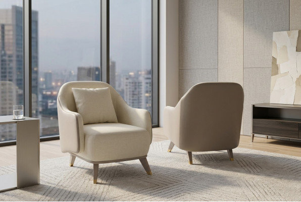 Fauteuil 1-zits gestoffeerde design luxe textielbank witte bank nieuw
