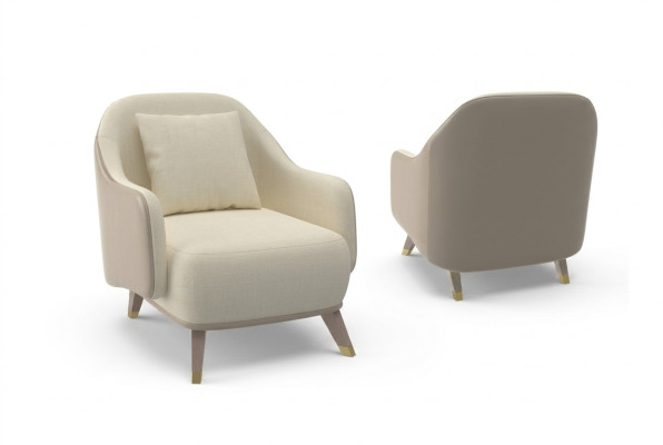 Fauteuil 1-zits gestoffeerde design luxe textielbank witte bank nieuw