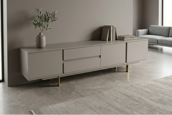 Luxe woonkamer tv-standaard RTV lowboard hout woonkamer beige meubels