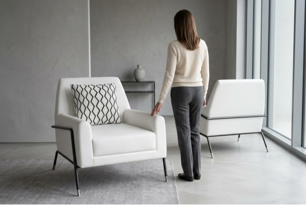 Ontwerperfauteuil Woonkamermeubelen Inrichting Wit Textiel Tv-stoel Lounge