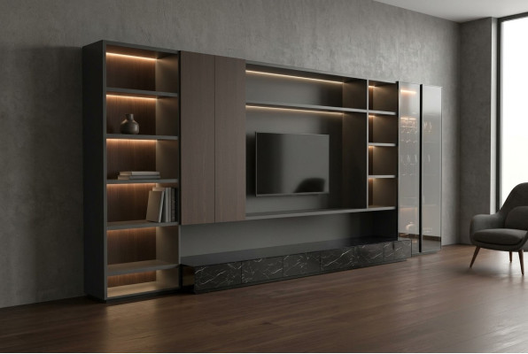 Moderne woonkamer wandkast Moderne bruine houten kast