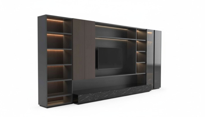 Moderne woonkamer wandkast Moderne bruine houten kast