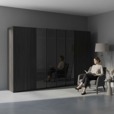 Kledingkast Slaapkamer Luxe Kasten 8-deurs Zwart Kast