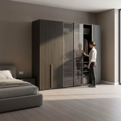 Kledingkast Kast Slaapkamer Kasten Zwart Modern Hout Nieuw