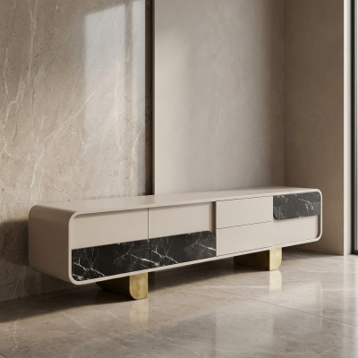 TV-standaard RTV Lowboard Klassiek Grijs Hout Modern Woonkamer Nieuw