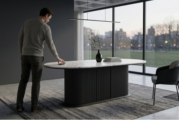 Eettafel hout Eettafel modern zwart ovale tafel Meubels Modern Nieuw
