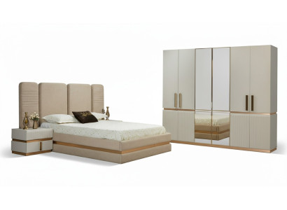 Moderne beige make-uptafel met spiegel, hoogte 180 cm, luxe meubels nieuw.