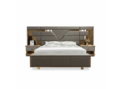 Bed nachtkastje 3-delige slaapkamer set ontwerp modern luxe elegant compleet