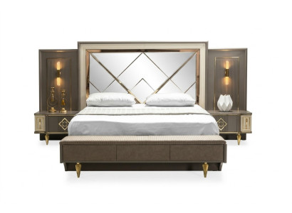 Luxe 3-delige slaapkamerset Bed en 2 nachtkastjes Design Textiel 3-delige sets
