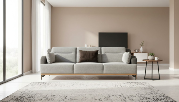 Bankstel 3-zits Design Banken Gestoffeerd Bankstellen Textiel Relax Moderne 225cm