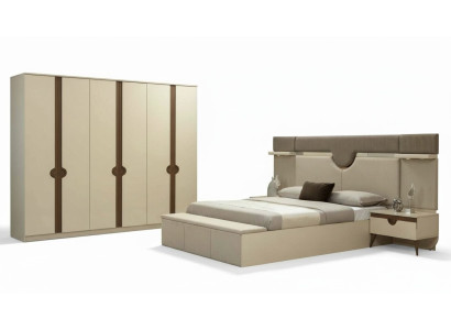 Stijlvolle meubel 4-delig slaapkamer set Bed 2x nachtkastje Kledingkast Nieuw