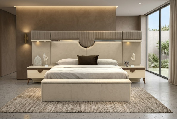 Set van 3 delen slaapkamermeubilair Bed 2x Nachtkastje Stijlvol Meubilair Bedden