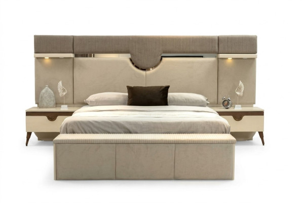 Set van 3 delen slaapkamermeubilair Bed 2x Nachtkastje Stijlvol Meubilair Bedden