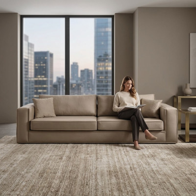 Ontwerp Meubels Moderne Bankstel 3-zits Woonkamer Luxe beige 235cm Bankstellen