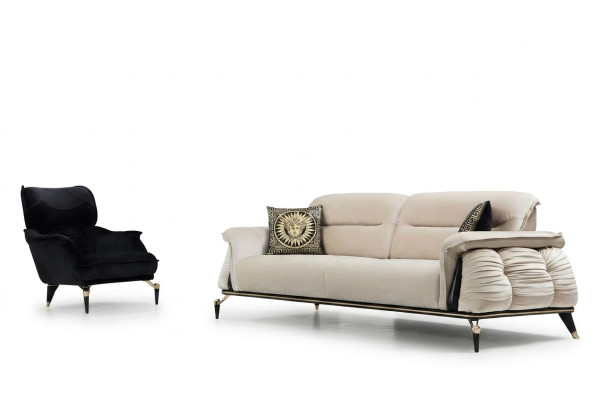 Luxe 2-delige woonkamerset Bankstel 3-zits met fauteuil Modern design Bank