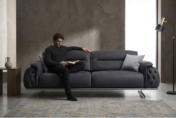 Perfect zacht 3-zits bankstel voor de woonkamer Textiel gestoffeerd meubel nieuw Luxe