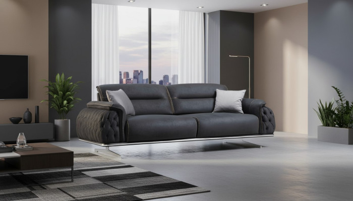 Perfect zacht 3-zits bankstel voor de woonkamer Textiel gestoffeerd meubel nieuw Luxe