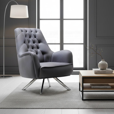 Fauteuil Design Bank Bank Sofa Relax Textiel Bekleding Zitter Luxe Grijs Nieuw