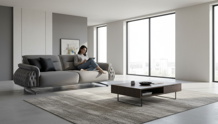 Ontwerper zachte 3-zits bank voor woonkamer textiel gestoffeerd meubilair nieuw luxe