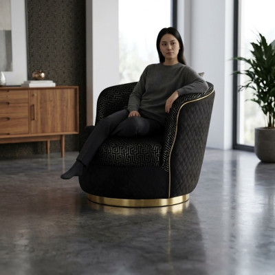 Ontwerp fauteuil 1-zits textiel luxe bekleding Fauteuil zwart Kleur luxe