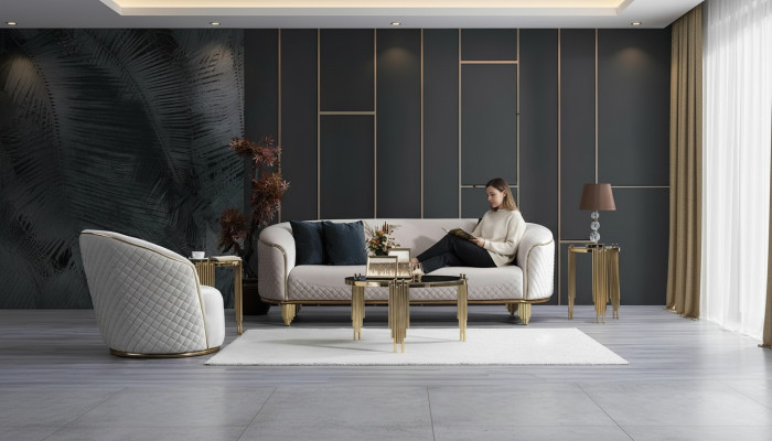 Bankstel 2 delen Woonkamer Bankstel 3 zits Fauteuil Modern Design Bank