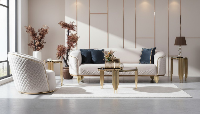Bankstel 2 delen Woonkamer Bankstel 3 zits Fauteuil Modern Design Bank