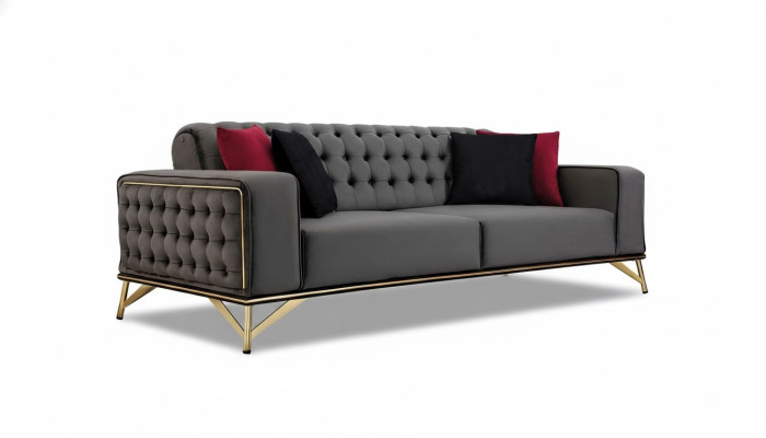 Designer Bankstel 3-zits Chesterfield Bank Beklede Banken Ontwerp Bruin