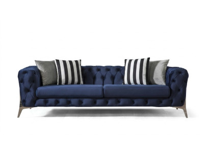 Chesterfield Sofa 3-zits Blauw Fluweel Luxe Meubels voor Woonkamerbanken