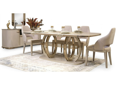 Eettafel Eettafel Eethoek Eetkamer meubilair Tafel Hout Goud Beige