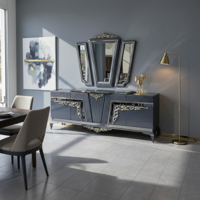 Sideboard Moderne Kommode Anrichte Schrank mit 3 Spiegel Stauraum Barock  Sideboard Moderne Ladenkast Kabinet met 3 spiegels Opbergruimte Barok