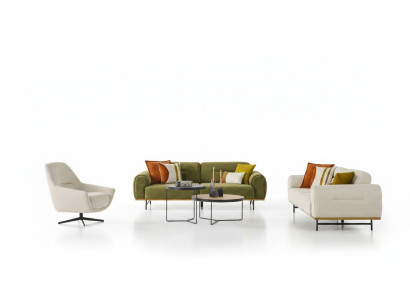 Ontwerp woonkamerset van 2 delen. Luxe meubels in beige kleur, modern en nieuw.