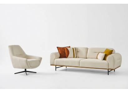 Sofa set 3 + 1 zits meubelset ontwerp beige modern 2-delig. Banken