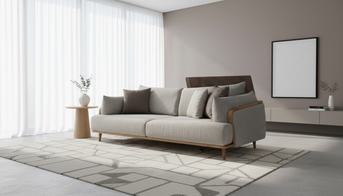 Luxe 3-zits bank lichte kleur moderne meubels in de woonkamer