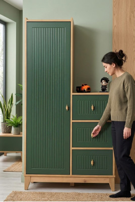 Stijlvolle groene kledingkast Houten meubels voor kinderkamer Noviteit