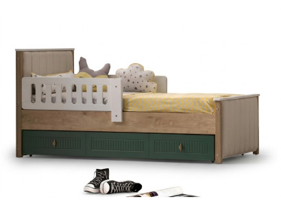 Stijlvol kinderbed 200 cm tienerbed hout kinderkamer stof modern