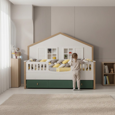 Bedframe kinderbed 200 cm Bed kinderkamer Bedframes Licht hout