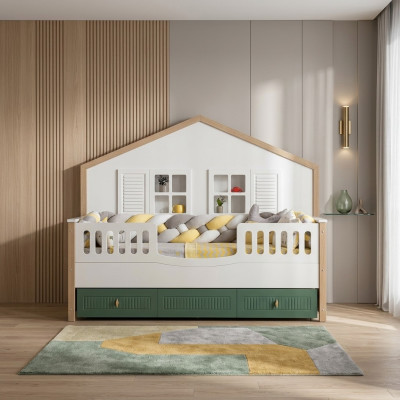 Bedframe kinderbed 200 cm Bed kinderkamer Bedframes Licht hout