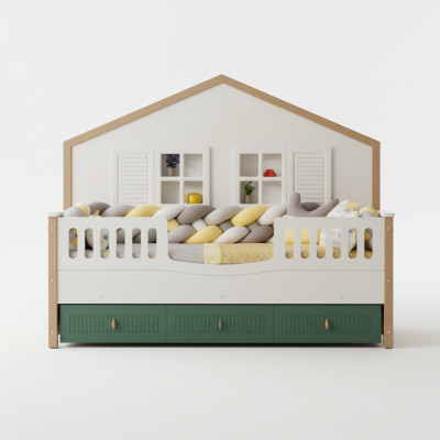 Bedframe kinderbed 200 cm Bed kinderkamer Bedframes Licht hout