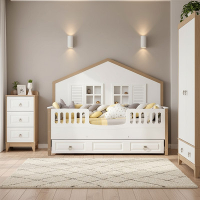 Perfecte kinderkamer bedframe Kindermeubels Licht hout Nieuwheid