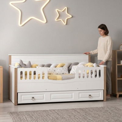 Perfekt kinderbed Bed kindermeubelen Wit set Moderne kinderen nieuw