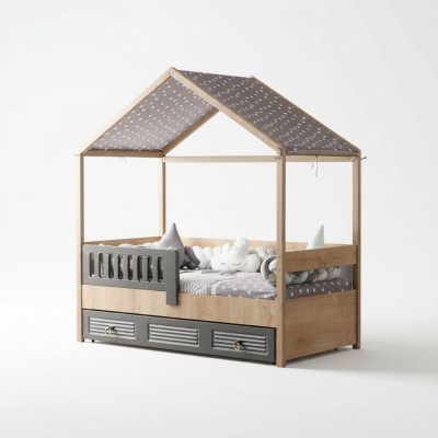 Bedframe kinderbed 200 cm houten bed kinderkamer bedframes grijs
